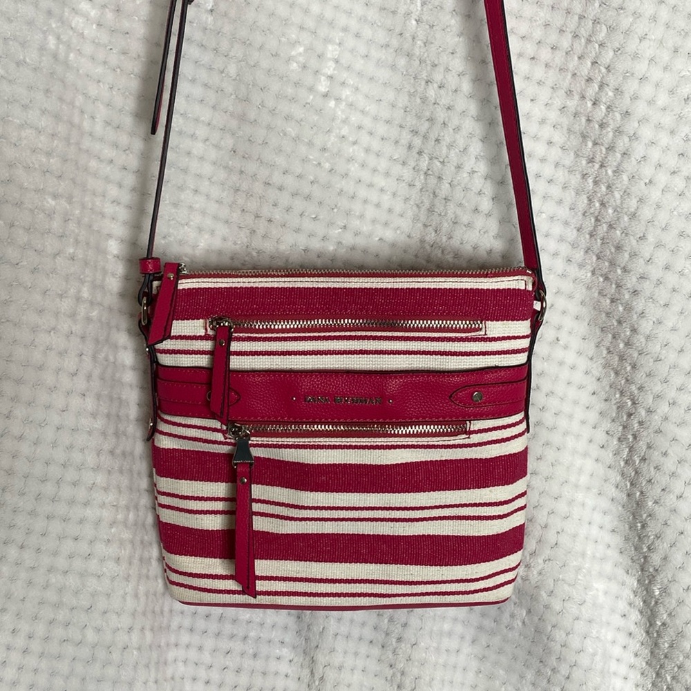 Dana Buchman pink and cream crossbody purse